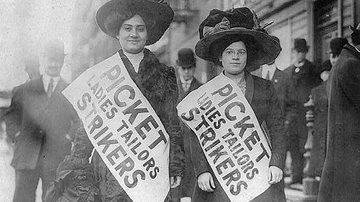 Tecelãs estadunidenses, em piquete durante a greve de 1909 em Nova Iorque - Reprodução