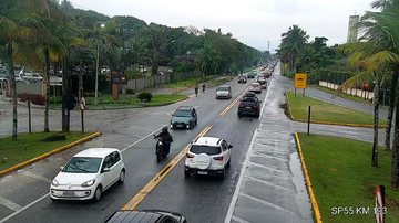 Congestionamento no km 193 da Rio-Santos  Rodovia congestionada nos dois sentidos - Imagem: DER-SP