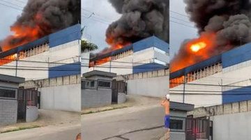 Incêndio começou na tarde deste domingo (1) Incêndio Fábrica em chamas - Divulgação