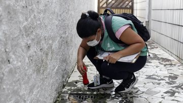Em 2022, Santos registra 228 casos de dengue e 222 de chikungunya Santos intensifica ações de prevenção ao Aedes a partir desta segunda (21) Agente conferindo se há larvas de mosquito em ralo de residência - Prefeitura de Santos