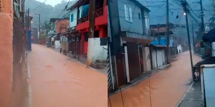 São Sebastião registra estragos após chuvas na manhã de hoje (13) Chuvas intensas em São Sebastião - Reprodução