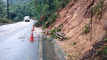 Queda de barreira aconteceu no km 142 da Rio-Santos AGORA: Rio-Santos tem interdição parcial devido queda a queda de barreira Queda de barreira no km 142 da Rio-Santos - DER-SP