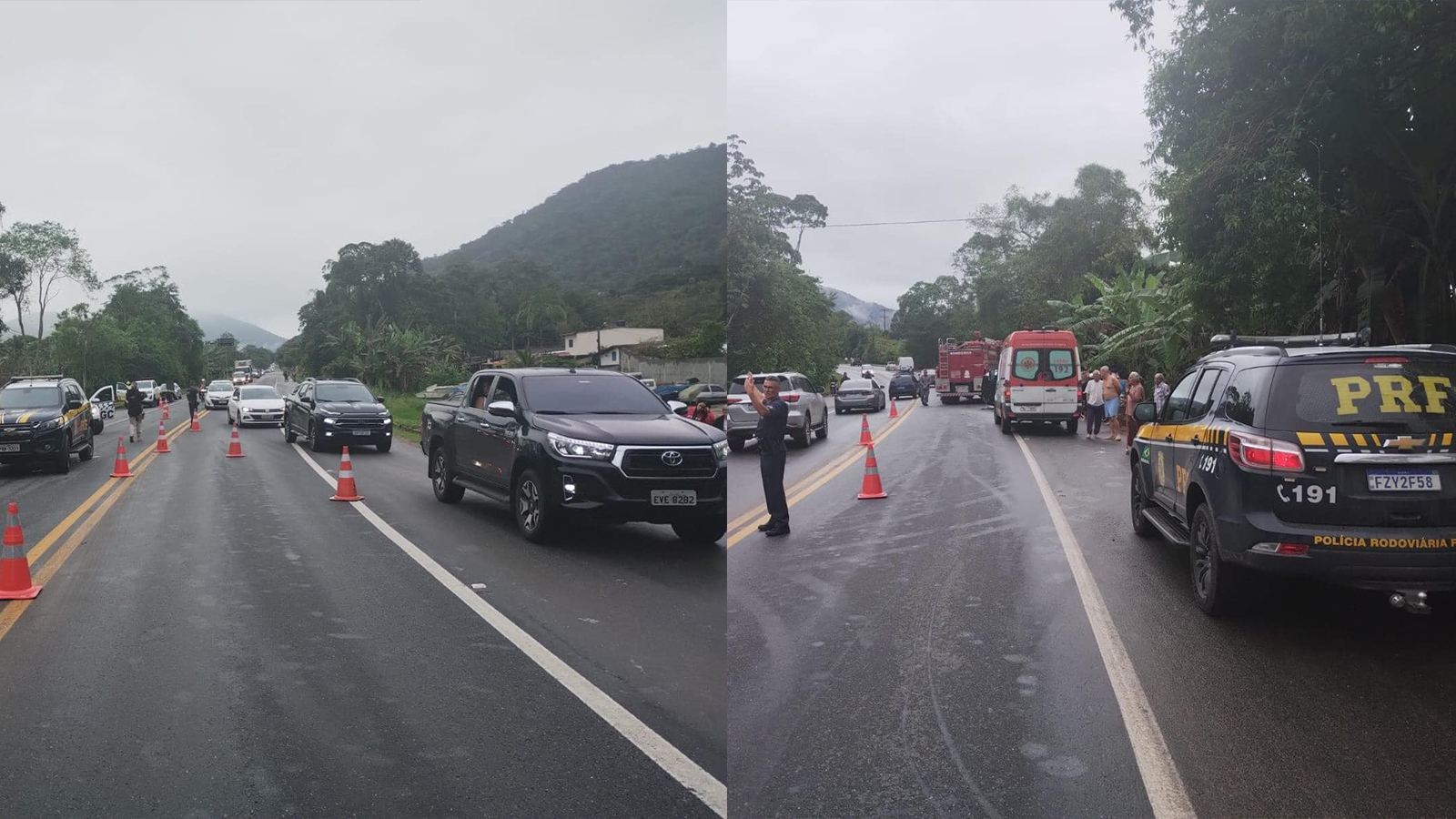 trafego lento na rodovia Rio Santos após grave acidente